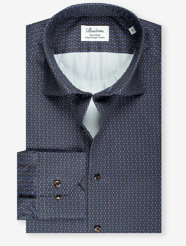 Geometric Pattern Fitted Shirt Blue