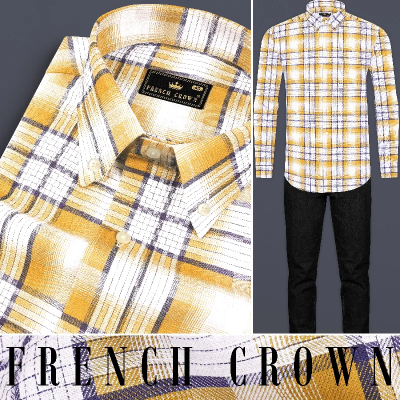 Minsk Brown Twill Plaid Premium Cotton Shirt