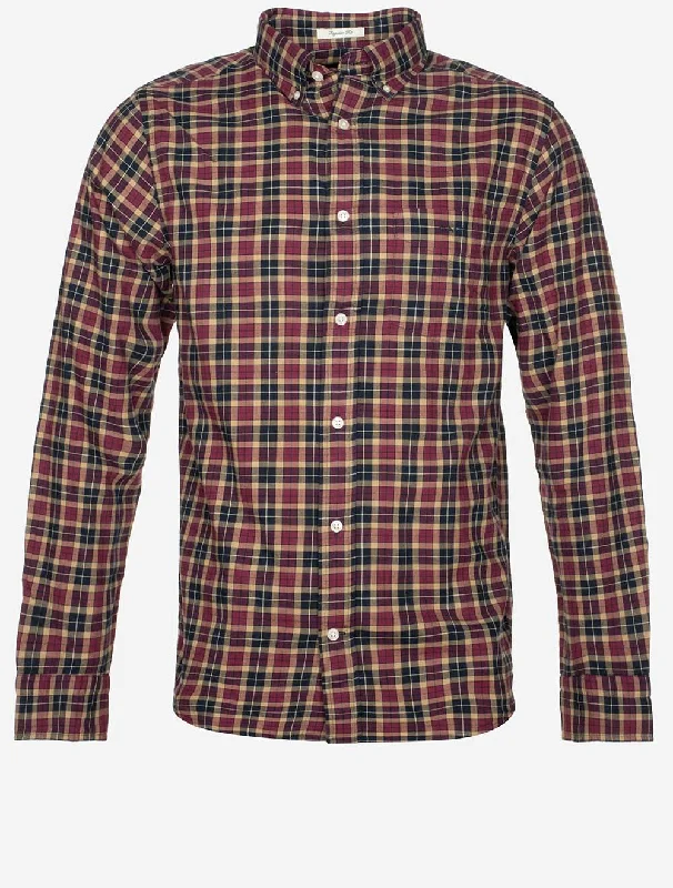 Regular Light Twill Check Shirt Wine Red