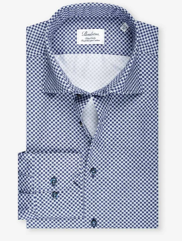 Pattern Fitted Shirt Navy