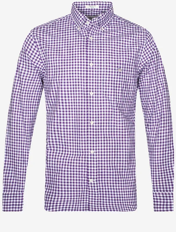 Regular Fit Poplin Gingham Shirt Pansy Purple