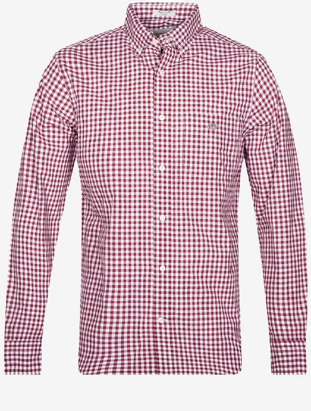 Regular Fit Poplin Gingham Shirt Plumped Red