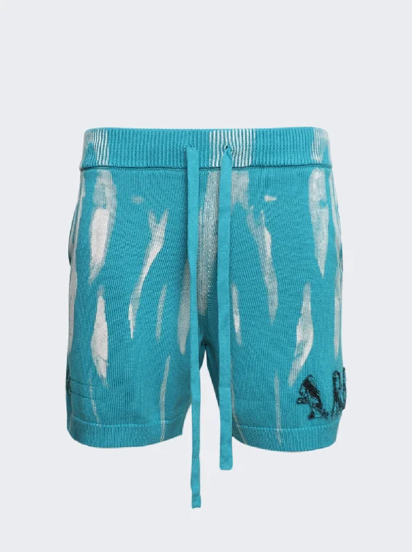 Amiri Destroyed Applique Shorts Blue