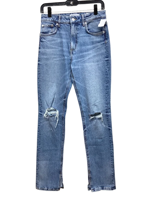 Jeans Straight By Zara In Blue Denim, Size: 4