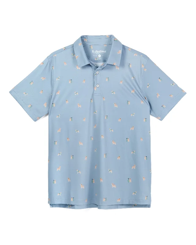 Chubbies The Barkin' Up the Wrong Tree Performance Polo Shirt - Dusty Blue