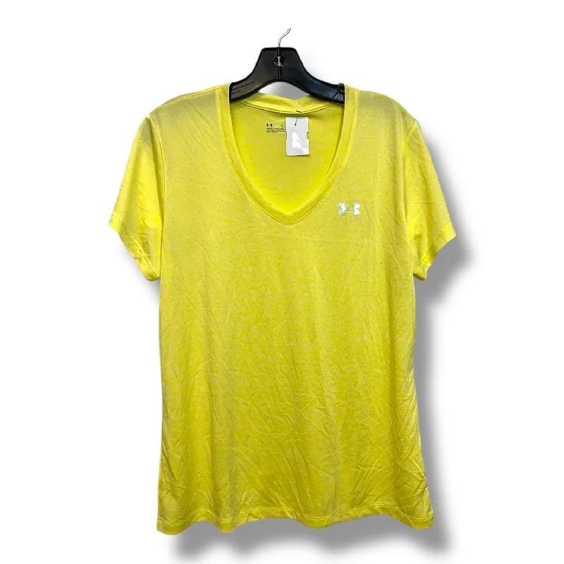 Athletic Top Short Sleeve By Under Armour In Yellow, Size: L