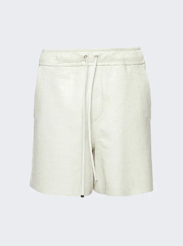 Amiri Embossed Crocodile Shorts White