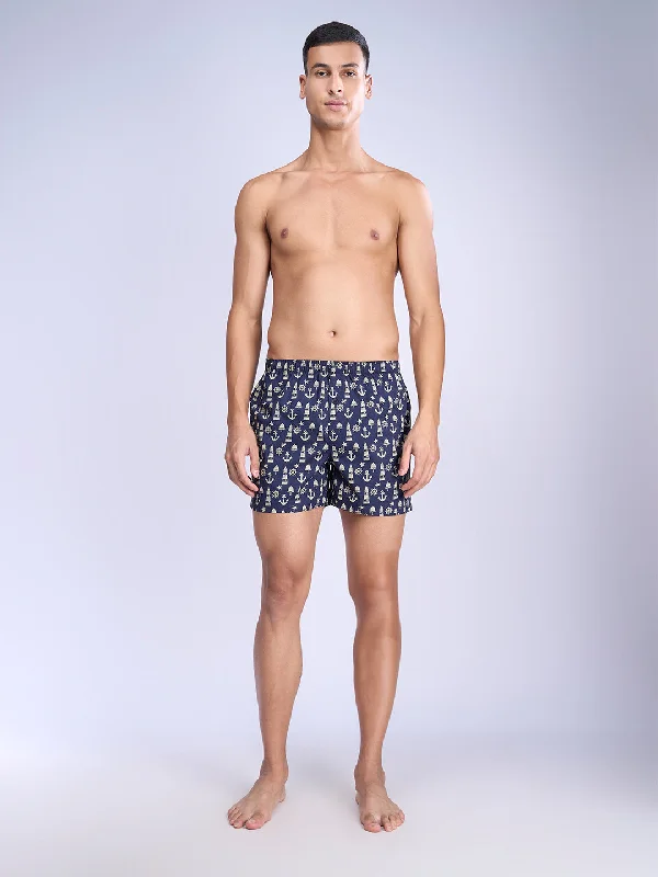 Men Woven Inner Boxer Navy Shorts