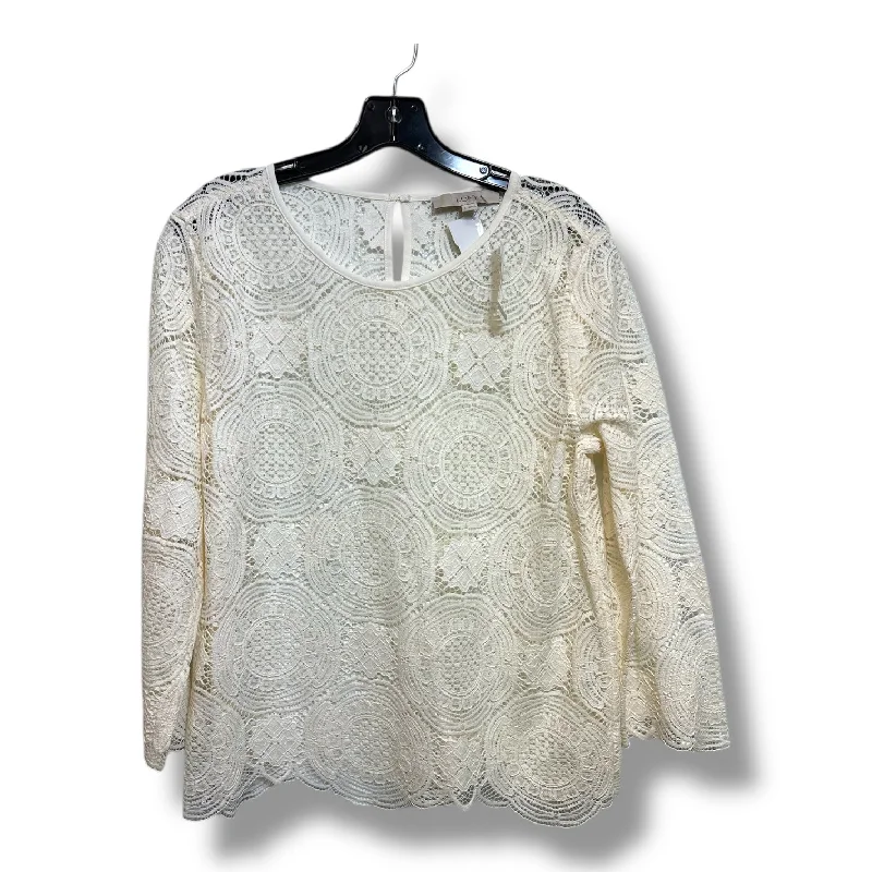 Top Long Sleeve By Loft In Cream, Size: L