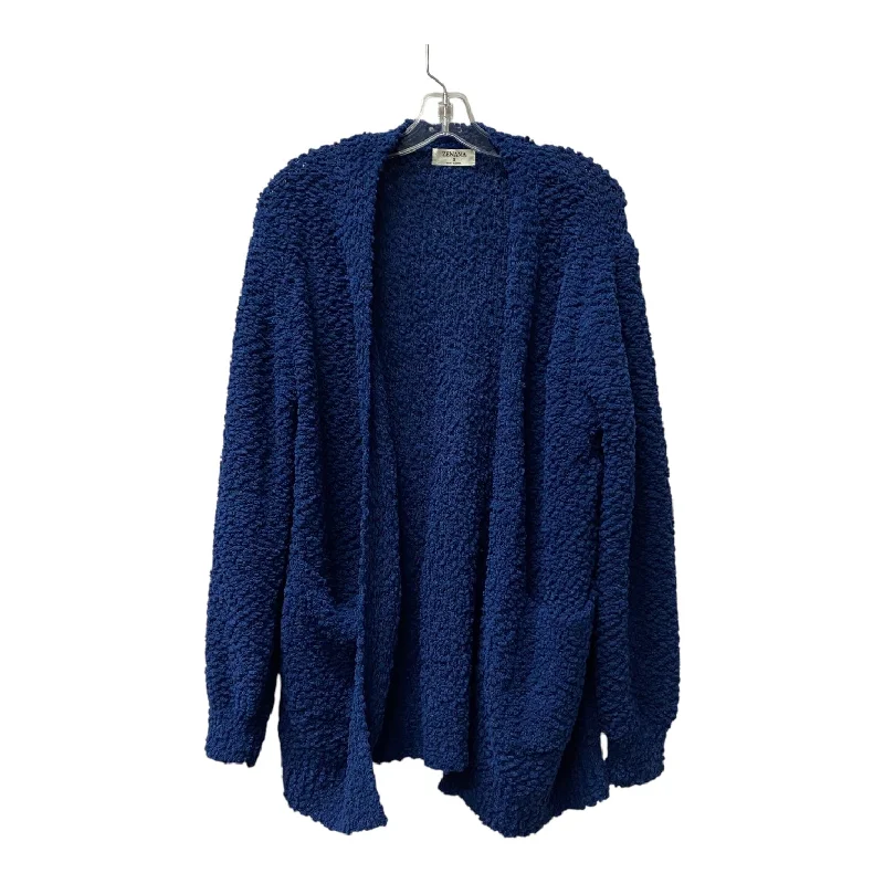 Sweater Cardigan By Zenana Outfitters In Blue, Size:S