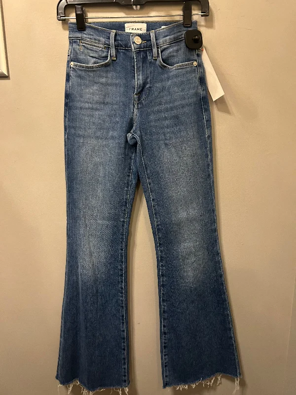 Jeans Boot Cut By Frame In Blue Denim, Size: 0