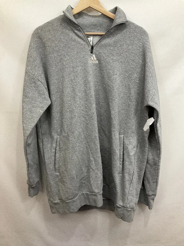 Athletic Sweatshirt Collar By Adidas In Grey, Size: Xl