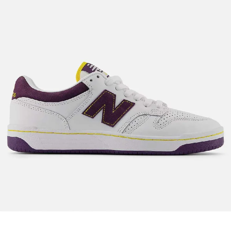 New Balance 480 83 Remixed Skate Shoes - White/Purple/Gold