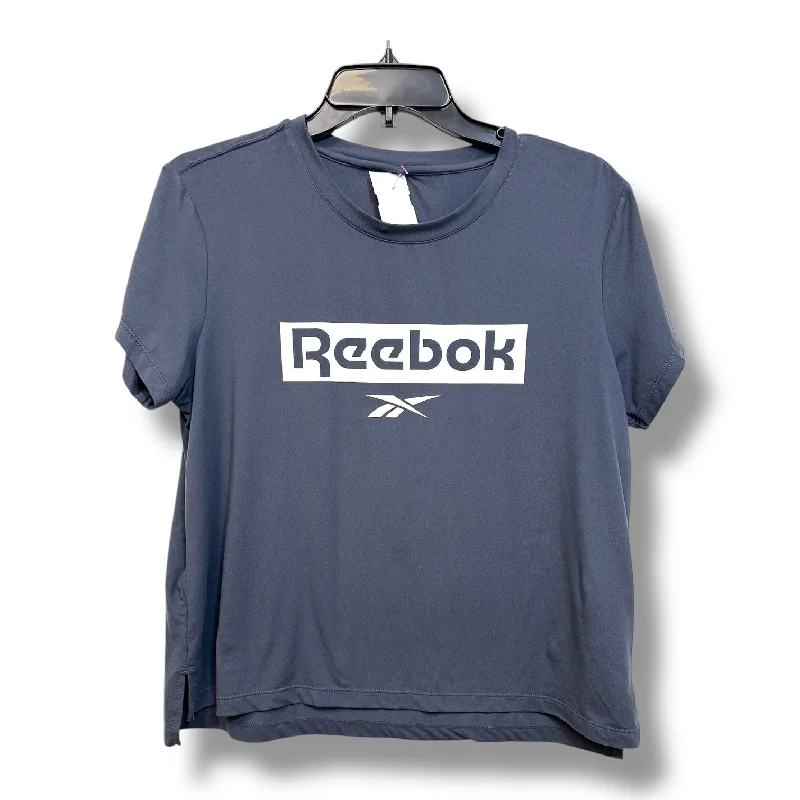 Athletic Top Short Sleeve By Reebok In Grey, Size: M