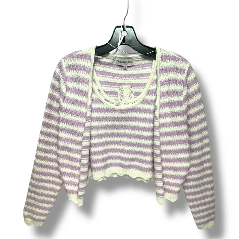 Sweater 2pc By willow & wind In Purple & White, Size: L