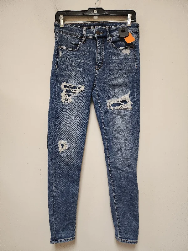 Jeans Skinny By American Eagle In Blue Denim, Size: 6