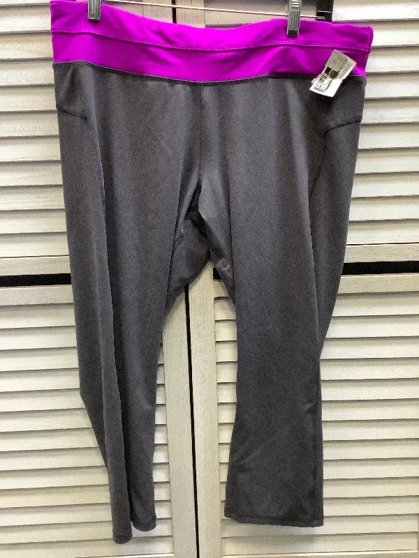 Athletic Leggings Capris By Champion In Grey & Purple, Size: Xxl