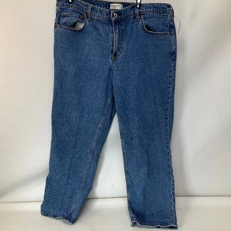 Jeans Straight By Abercrombie And Fitch In Blue Denim, Size: 16