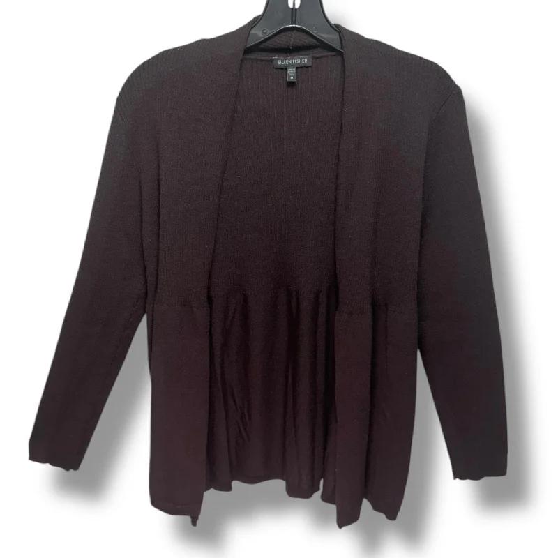 Sweater Cardigan By Eileen Fisher In Brown, Size: M