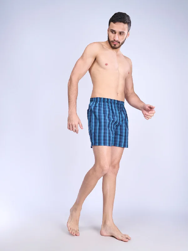 Men Woven Inner Boxer Navy Stripe Shorts