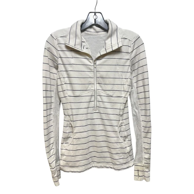 Athletic Top Long Sleeve Collar By Lululemon In Striped Pattern, Size: S