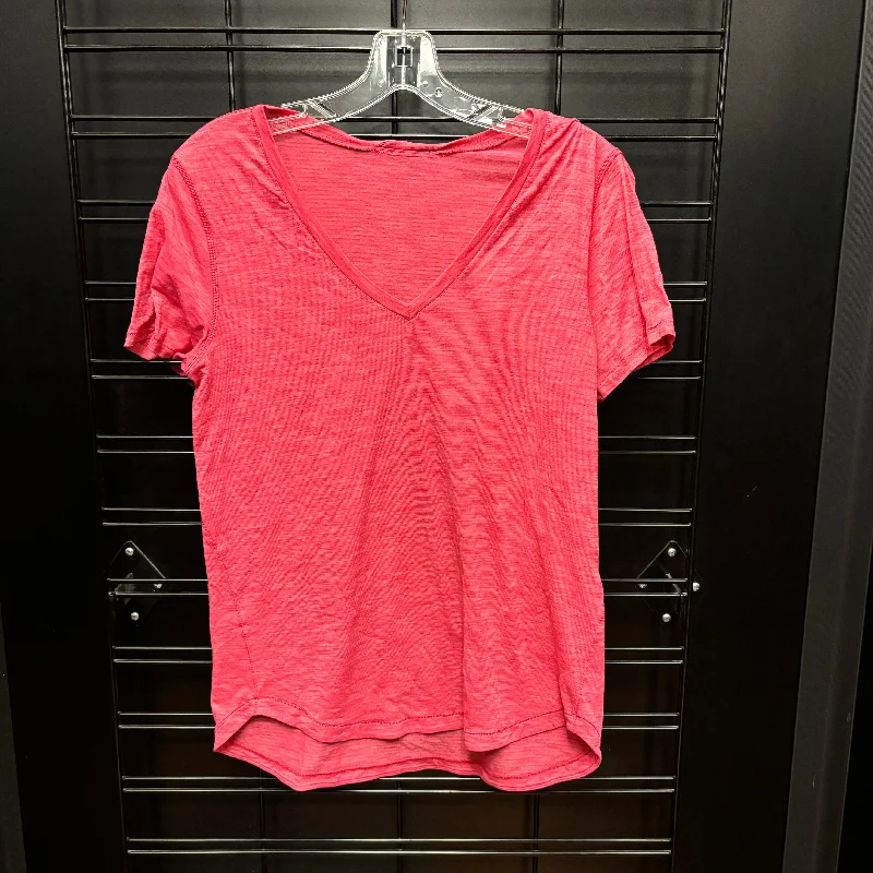 Athletic Top Short Sleeve By Lululemon In Pink, Size: 6