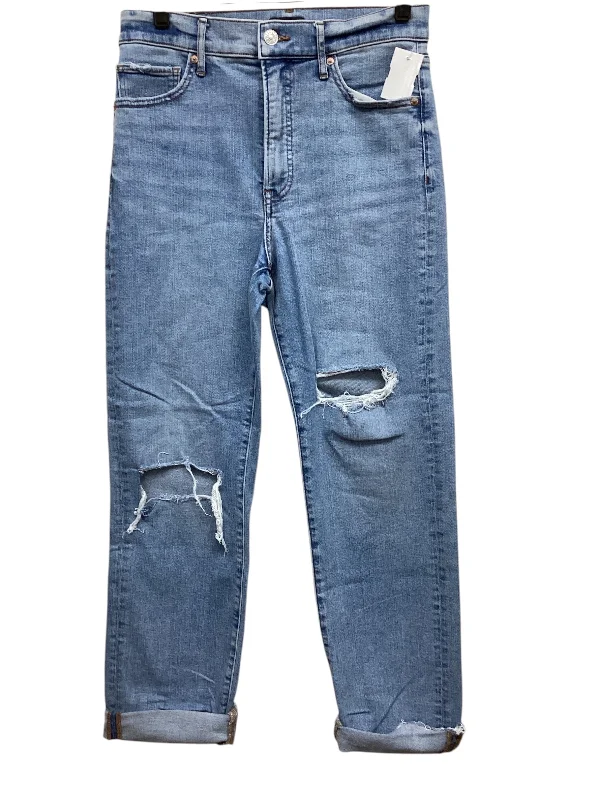 Jeans Straight By Express In Blue Denim, Size: 4