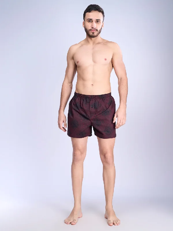 Men Woven Inner Boxer Maroon Shorts