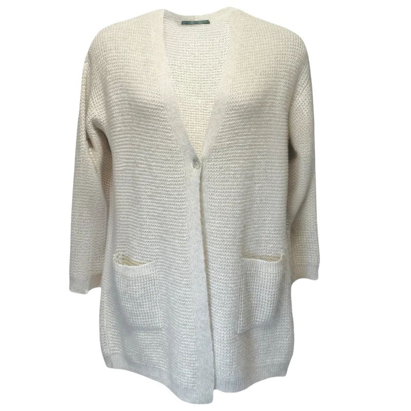 Baby Alpaca Waffle Knit Cardigan By Peruvian Connection In Cream, Size: Xs