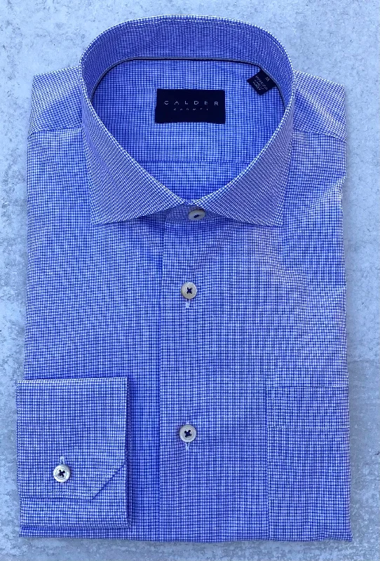 Calder Carmel Lux Poplin Micro Gingham Sport Shirt in Navy Blue