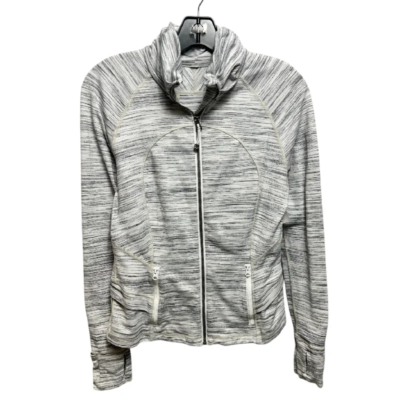 Athletic Jacket By Lululemon In Grey & White, Size: 8