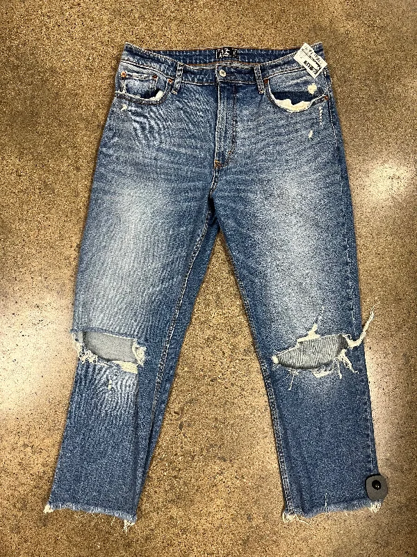 Jeans Straight By Abercrombie And Fitch In Blue Denim, Size:14