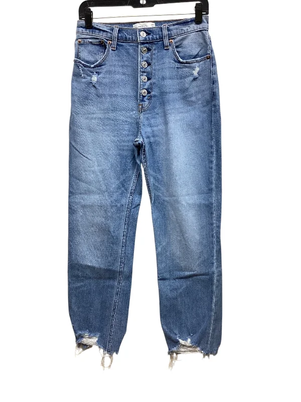 Jeans Straight By Abercrombie And Fitch In Blue Denim, Size: 4