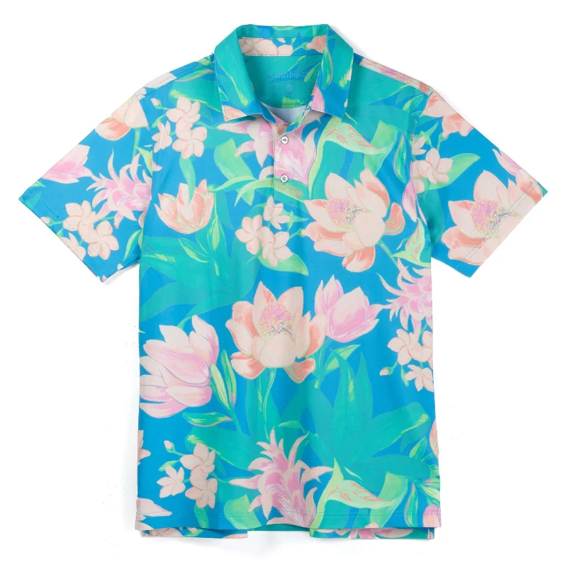 Chubbies The Stop & Smell The Roses Performance Polo Shirt - Bright Blue