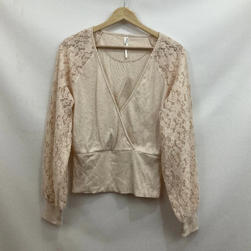 Top Long Sleeve By Anthropologie In Peach, Size: M