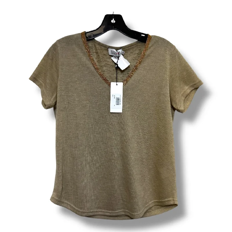 Top Short Sleeve By Molly Bracken In Tan, Size: S