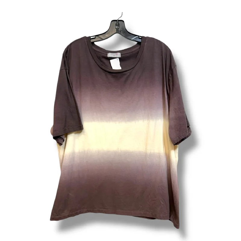 Top Short Sleeve By Zenana Outfitters In Brown, Size: 2x