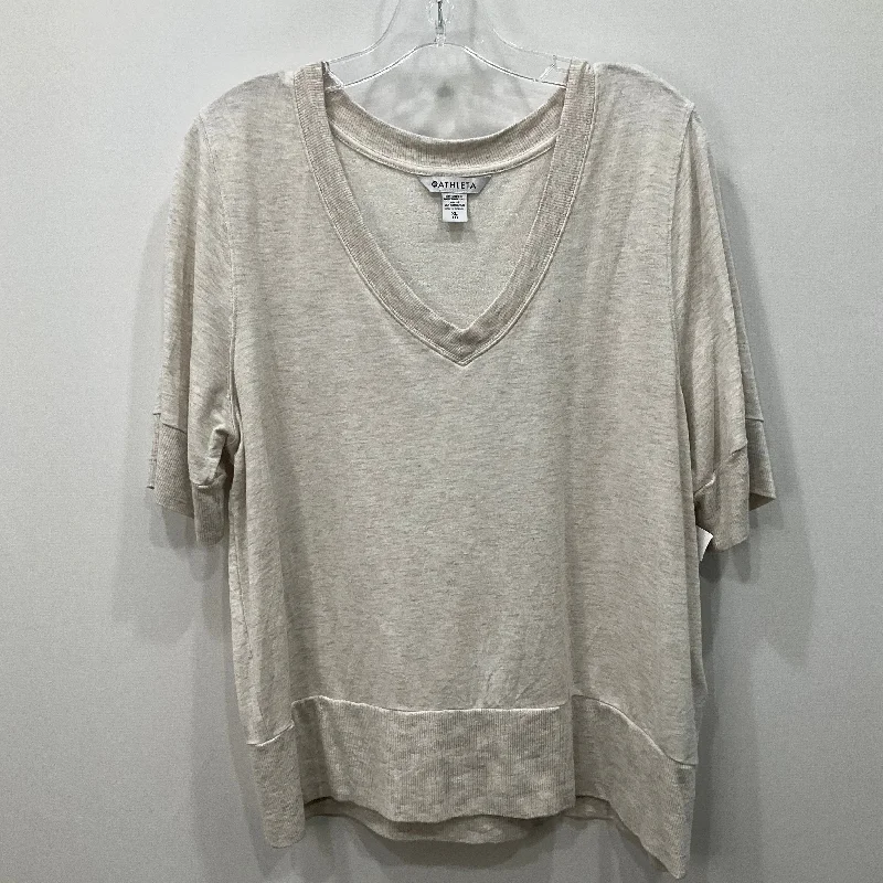 Top Short Sleeve By Athleta In Cream, Size: Xl