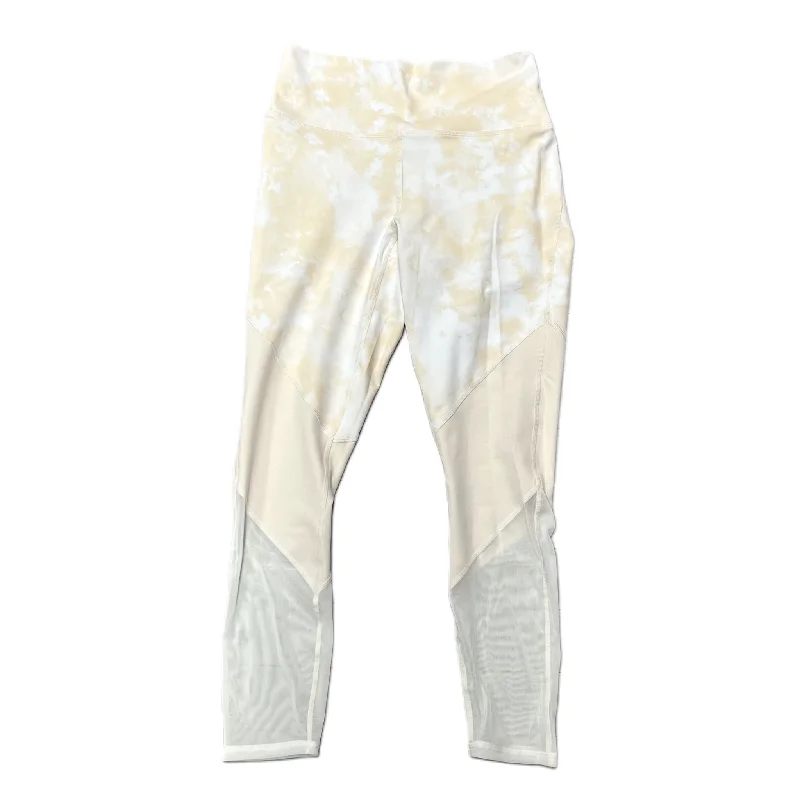 Athletic Leggings By Fabletics In White & Yellow, Size: S