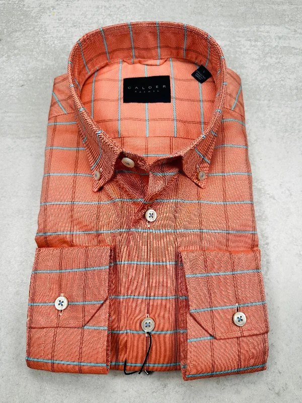 Calder Carmel Luxury Panama Oxford Sport Shirt in Papaya