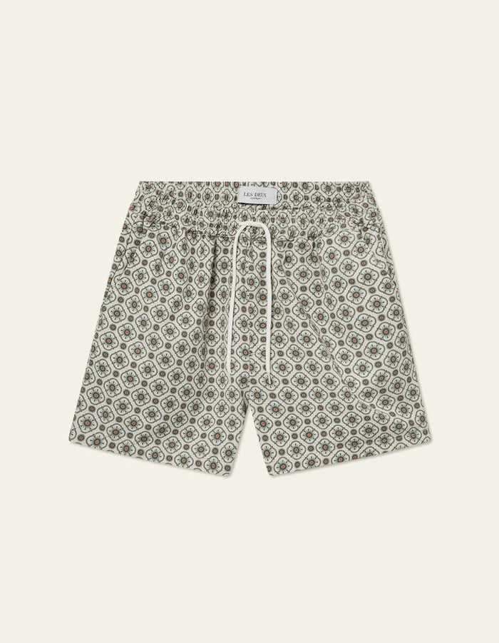 LES DEUX TAPESTRY SHORTS IN IVORY / LIGHT JADE GREEN