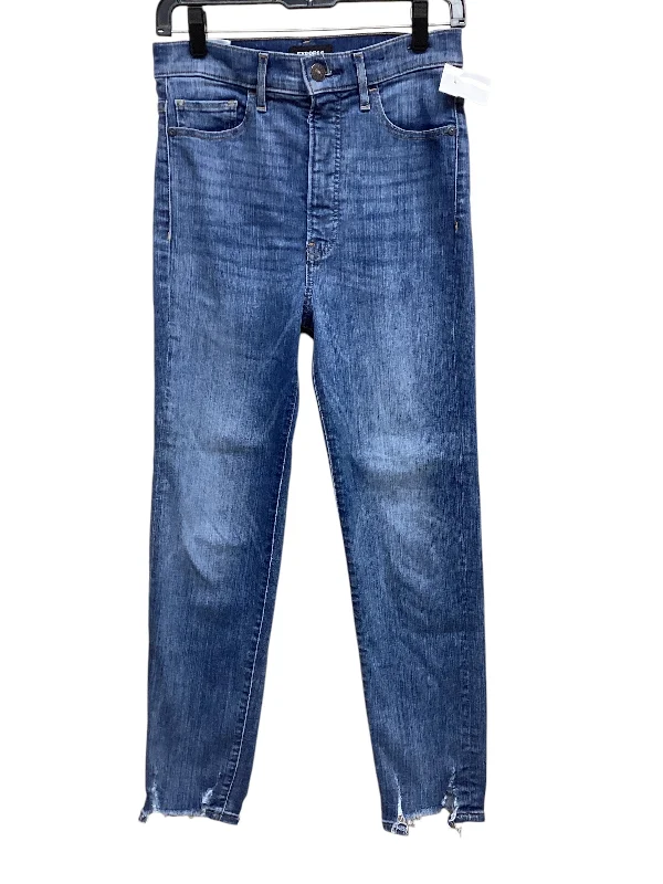 Jeans Straight By Express In Blue Denim, Size: 4