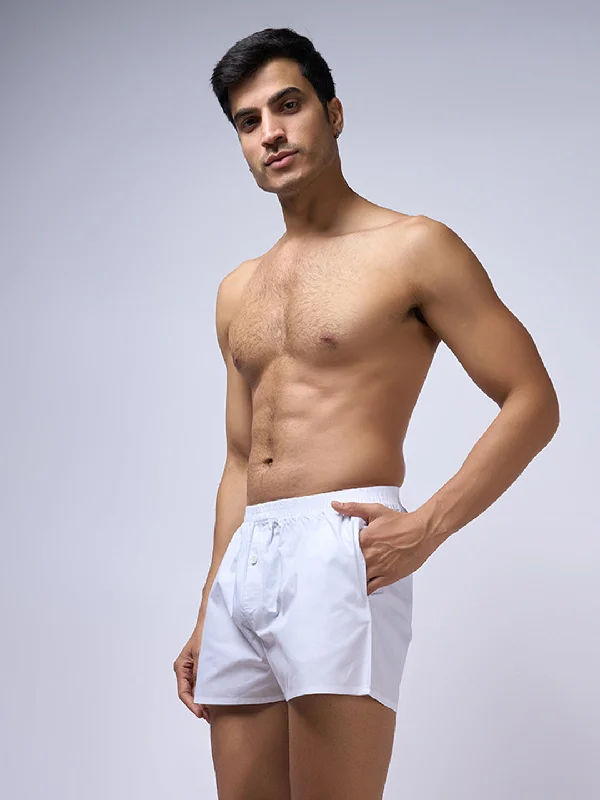 Men Woven White Boxers Ever Free ( Pack of 2)