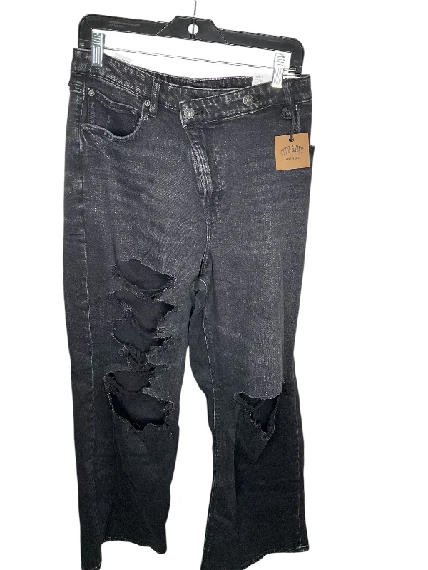 Jeans Straight By American Eagle In Black Denim, Size: 18