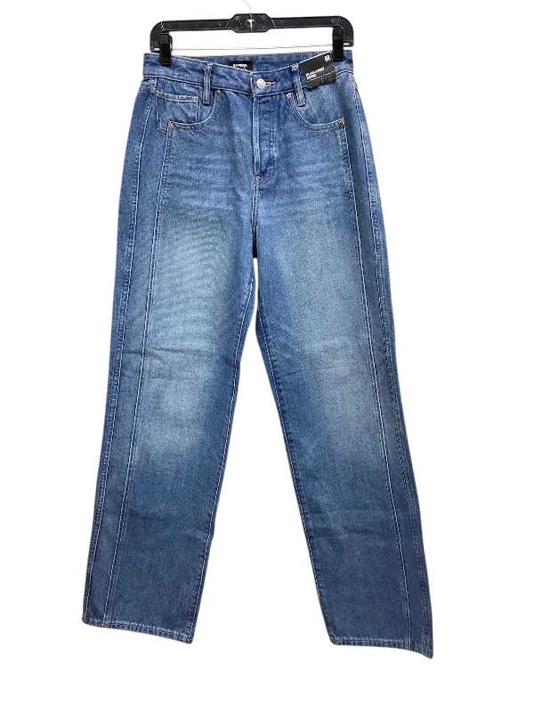 Jeans Straight By Express In Blue Denim, Size: 6