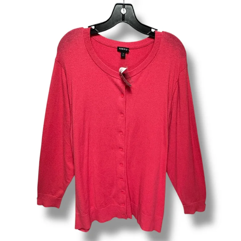 Sweater Cardigan By Torrid In Pink, Size: 3x