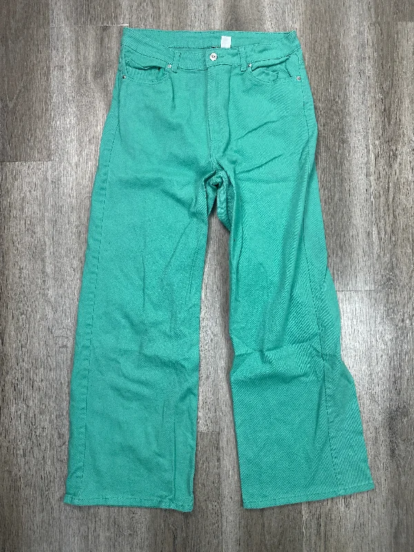 Jeans Flared By Divided In Green Denim, Size: L