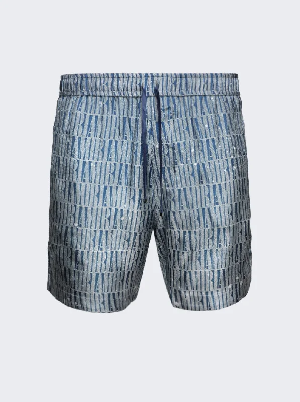 Amiri Gradient Drawstring Silk Shorts Blue