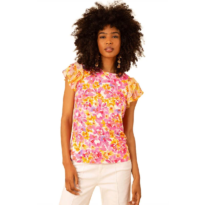 Hale Bob Kali Short Sleeve Jersey Top - Pink